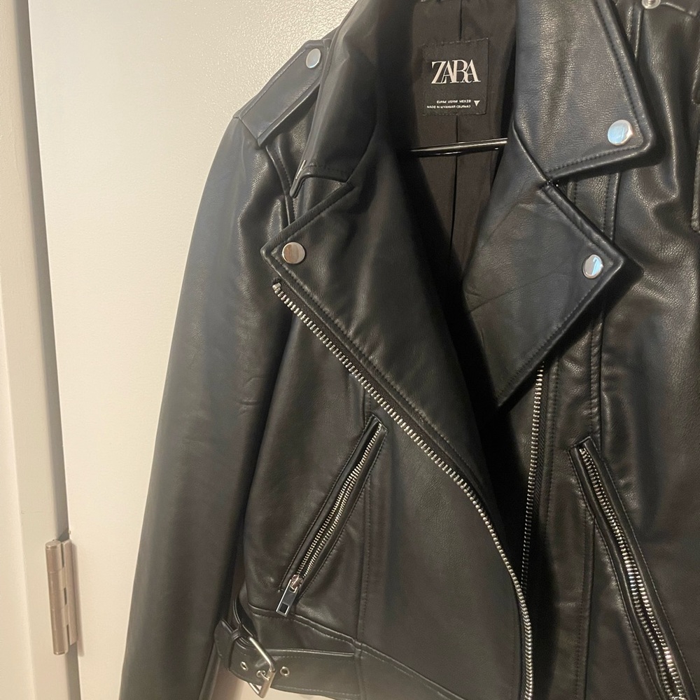Zara Faux Leather Biker Jacket - image 6